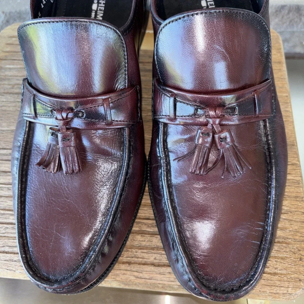 Vintage Florsheim Men's Burgundy Leather Tassel Dress Loafers Round Toe 12 3E